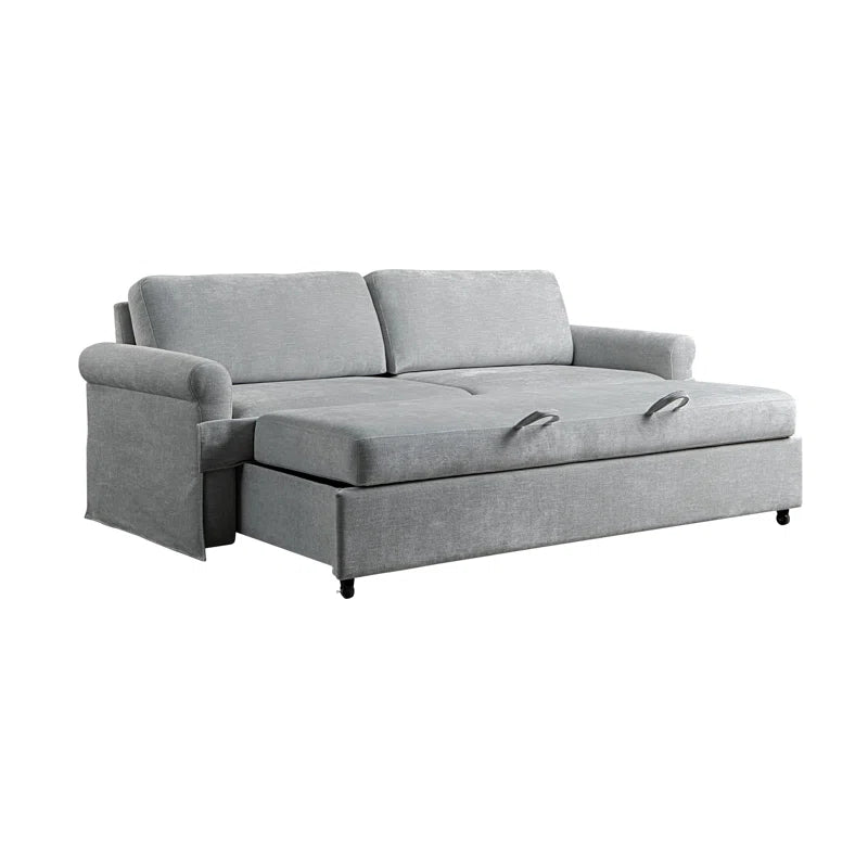 90.9'' Queen Slipcovered Rolled Arm Convertible Sofa Sleeper