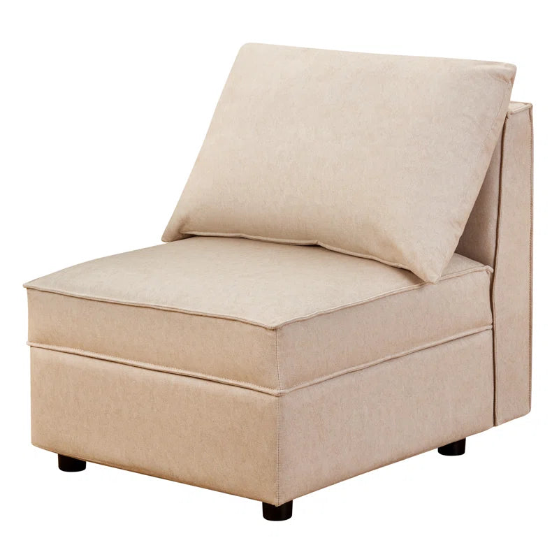 26" W Upholstered Armless Chair Sofa Module With Storage